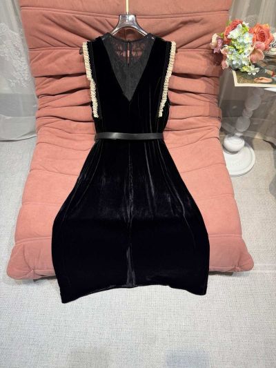 Dior Silk Belted Dress in Black