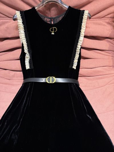 Dior Silk Belted Dress in Black