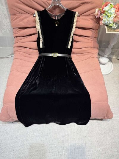 Dior Silk Belted Dress in Black