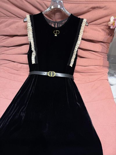 Dior Silk Belted Dress in Black