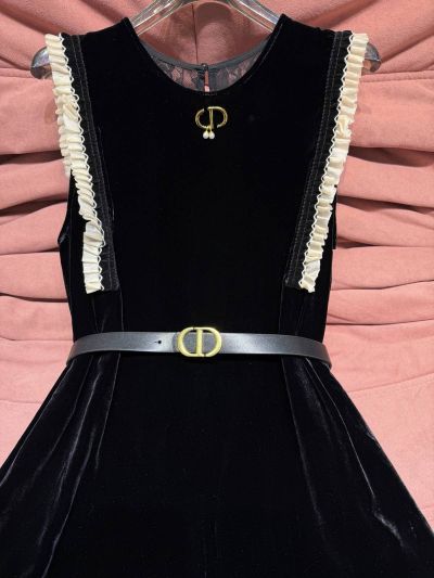 Dior Silk Belted Dress in Black