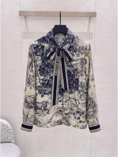Dior Silk Bow Shirt in Multicolor