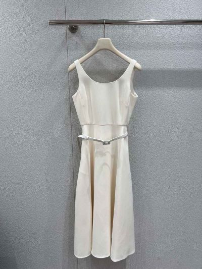 Dior Silk Sleeveless Dress in White