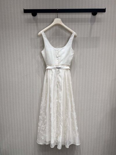 Dior Silk Sleeveless Dress in White