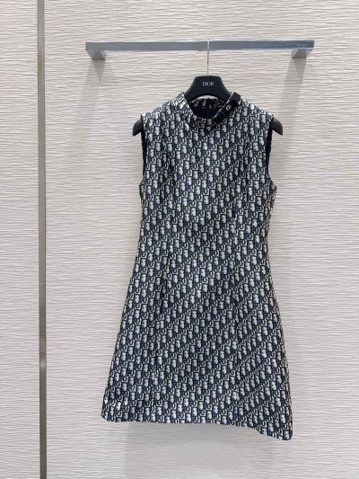 Dior Sleeveless Midi Dress in Navy and White