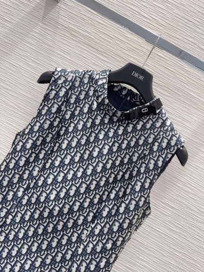 Dior Sleeveless Midi Dress in Navy and White