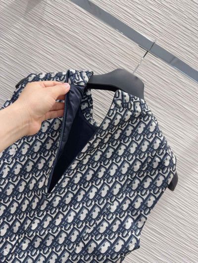Dior Sleeveless Midi Dress in Navy and White