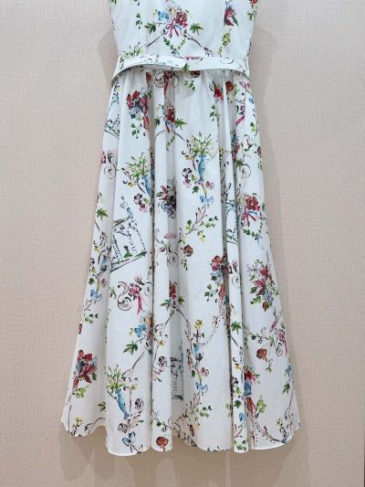 Dior Square Neck Floral Dress in Multicolor