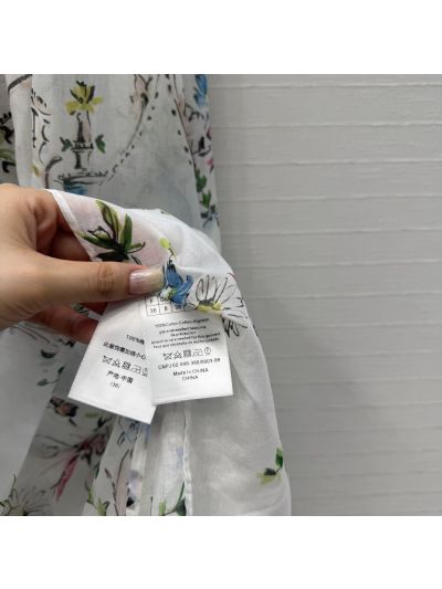 Dior Stand Collar Flutter Sleeve Dress in Multicolor
