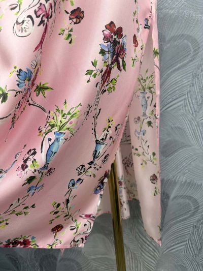 Dior Stand Collar Maxi Dress in Multicolor