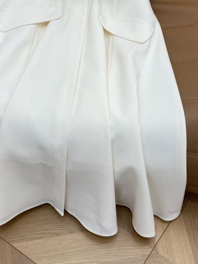 Dior Turn-Down Collar Belted Dress in White and Navy