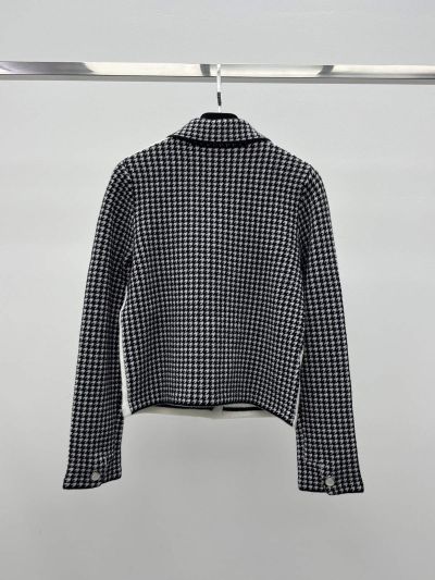 Dior Turn-Down Collar Bow Cardigan in Black and White