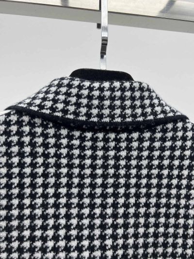 Dior Turn-Down Collar Bow Cardigan in Black and White