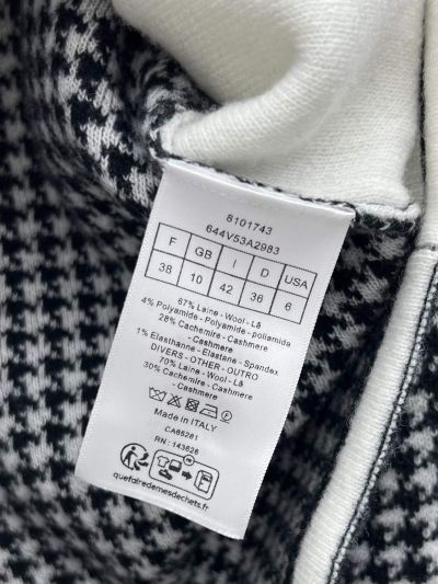 Dior Turn-Down Collar Bow Cardigan in Black and White