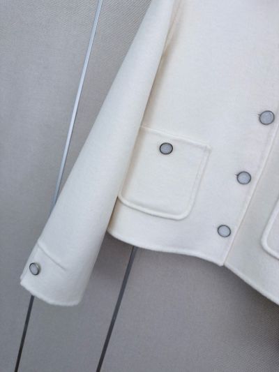 Dior Turn-Down Collar Bow Coat in White