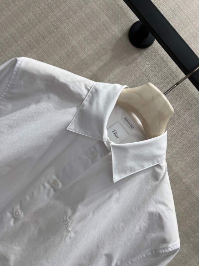 Dior Turn-Down Collar Embroidered Shirt in White