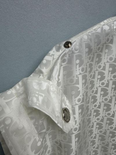 Dior Turn-Down Collar Jacquard Dress in White