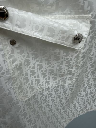 Dior Turn-Down Collar Jacquard Dress in White