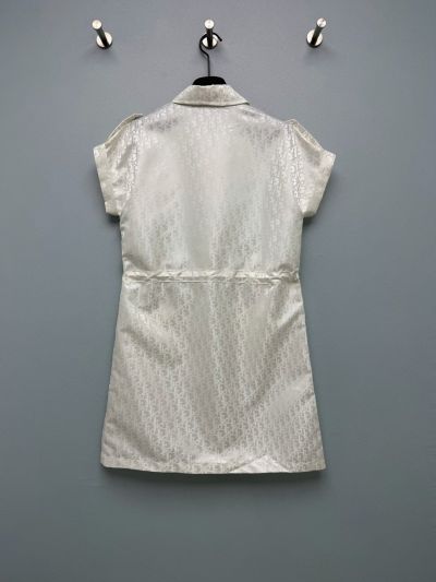 Dior Turn-Down Collar Jacquard Dress in White