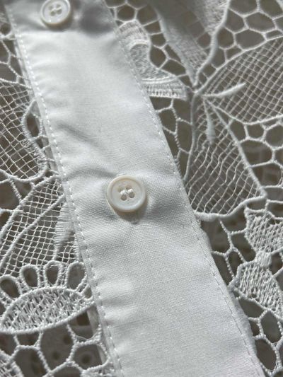 Dior Turn-Down Collar Lace Shirt in White