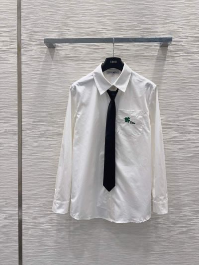 Dior Turn-Down Collar Long Sleeve Shirt in White