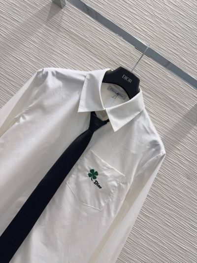 Dior Turn-Down Collar Long Sleeve Shirt in White