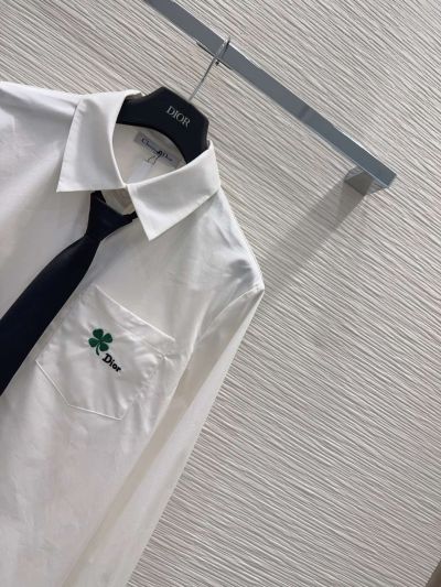 Dior Turn-Down Collar Long Sleeve Shirt in White