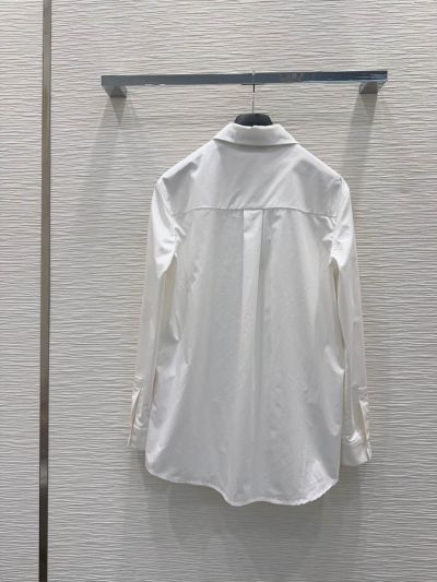 Dior Turn-Down Collar Long Sleeve Shirt in White