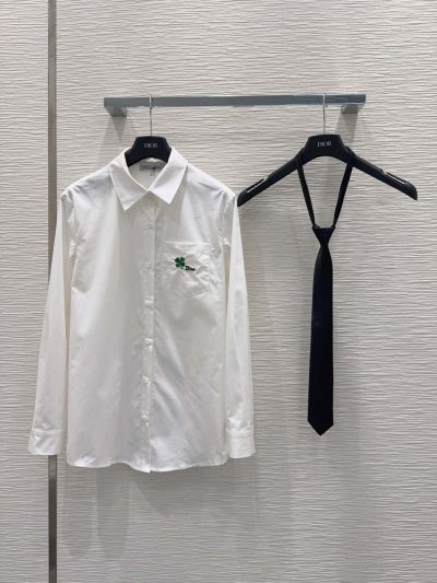 Dior Turn-Down Collar Long Sleeve Shirt in White