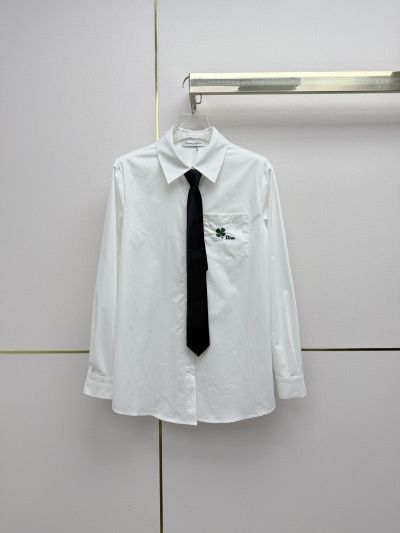Dior Turn-Down Collar Long Sleeve Shirt in White