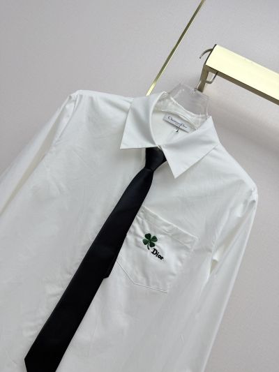 Dior Turn-Down Collar Long Sleeve Shirt in White