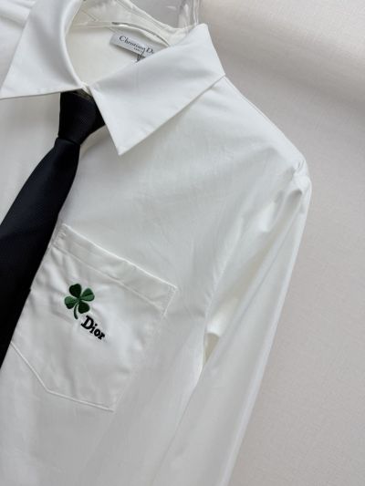 Dior Turn-Down Collar Long Sleeve Shirt in White