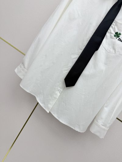 Dior Turn-Down Collar Long Sleeve Shirt in White