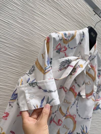 Dior Turn-Down Collar Ruffled Blouse in Multicolor