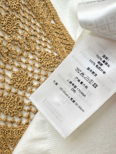 Dior Turn-Down Collar Short Sleeve Shirt in White and Beige