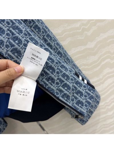 Dior Tweed Contrast-Trim Jacket in Navy and White