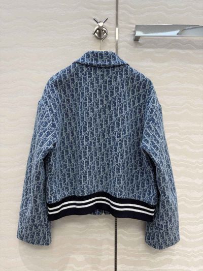Dior Tweed Contrast-Trim Jacket in Navy and White