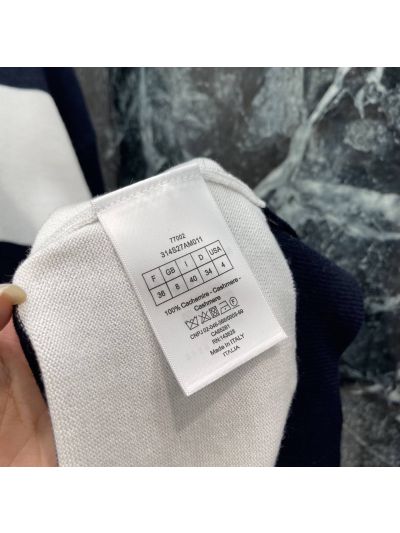 Dior V-Neck Embroidered Cardigan in Navy and White