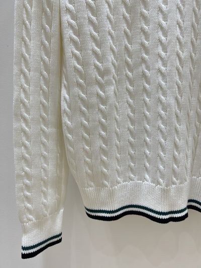 Dior V-Neck Embroidered Sweater in White and Navy