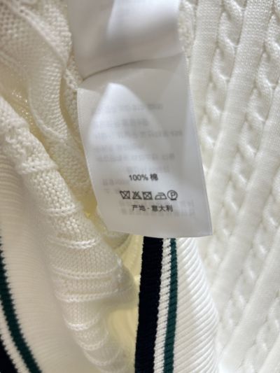 Dior V-Neck Embroidered Sweater in White and Navy