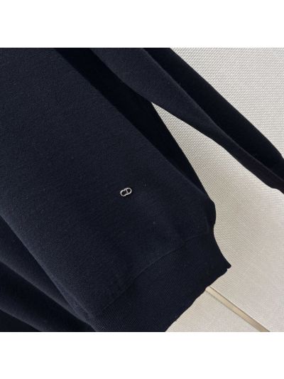 Dior V-Neck Lace Top in Navy