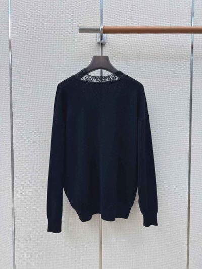 Dior V-Neck Lace Top in Navy