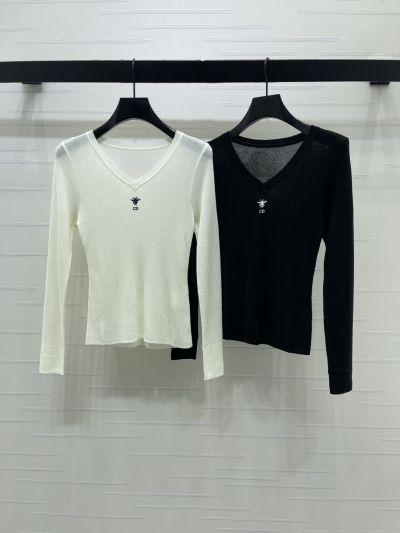 Dior V-Neck Long Sleeve T-Shirt