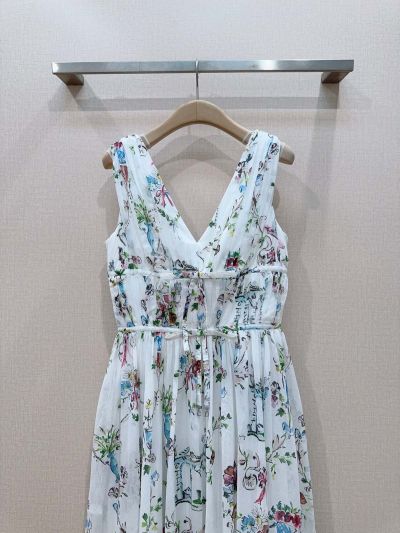 Dior V-Neck Sleeveless Dress in Multicolor