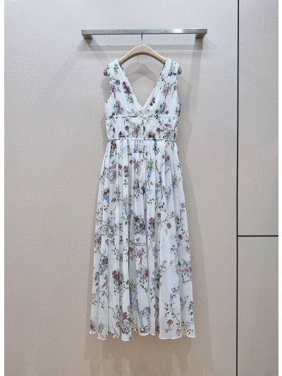 Dior V-Neck Sleeveless Dress in Multicolor