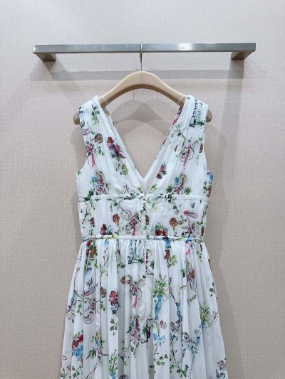 Dior V-Neck Sleeveless Dress in Multicolor