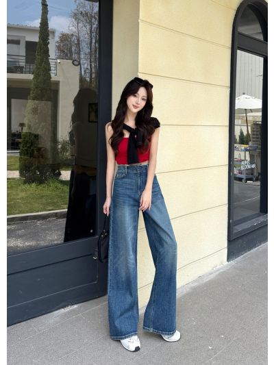 Dior Wide-Leg Button-Front Jeans in Blue
