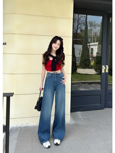 Dior Wide-Leg Button-Front Jeans in Blue
