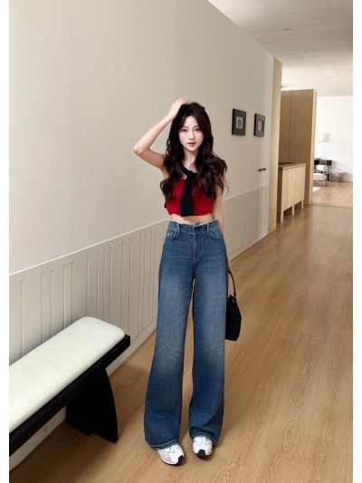 Dior Wide-Leg Button-Front Jeans in Blue