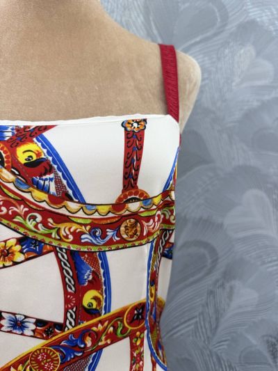 Dolce & Gabbana Silk Contrast-Trim Dress in Multicolor